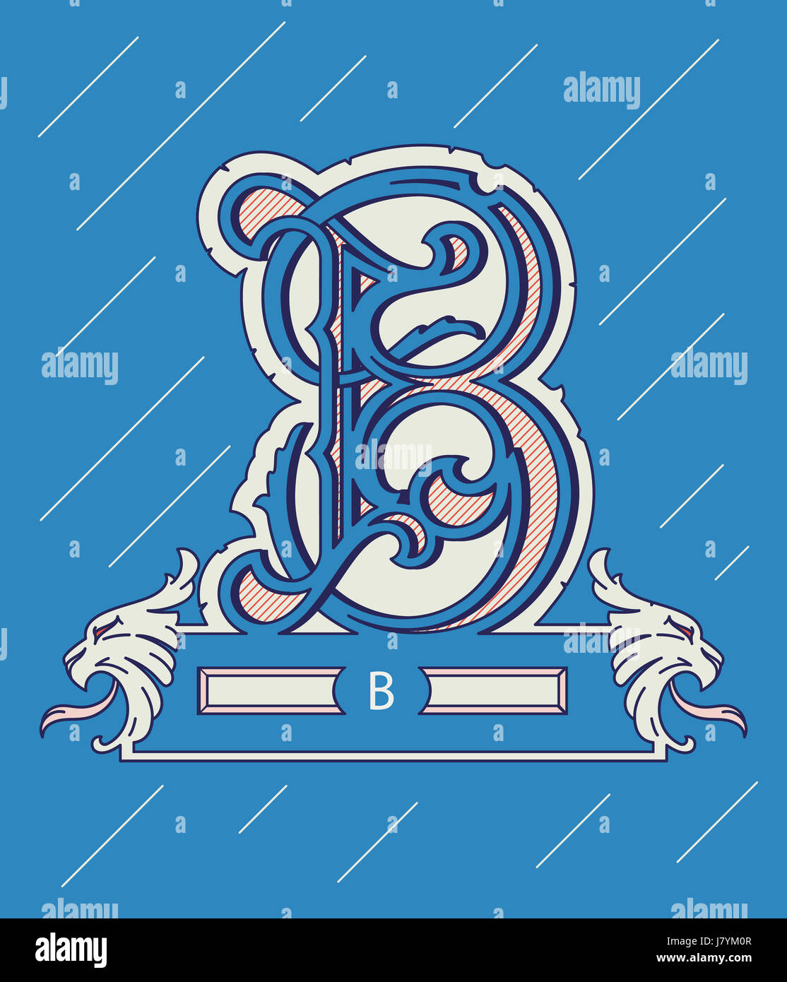Illustrazione Vettoriale circa alfabeto decorativo lettera B Foto Stock
