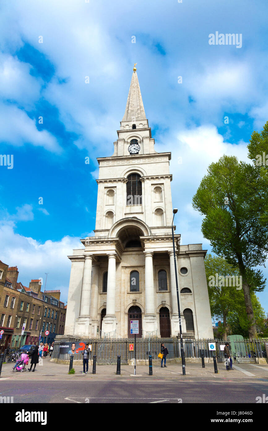 La parte anteriore della Chiesa di Cristo, Spitalfields, London, Regno Unito Foto Stock