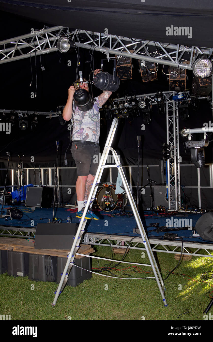 Tecnico luci a Christchurch Music Festival 2015 Foto Stock