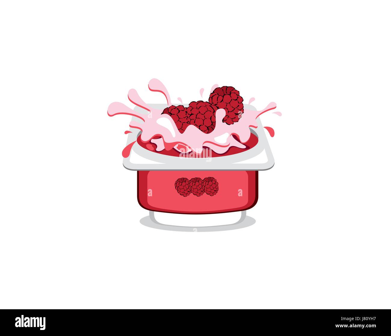 Aroma di lampone yogurt su sfondo bianco Illustrazione Vettoriale