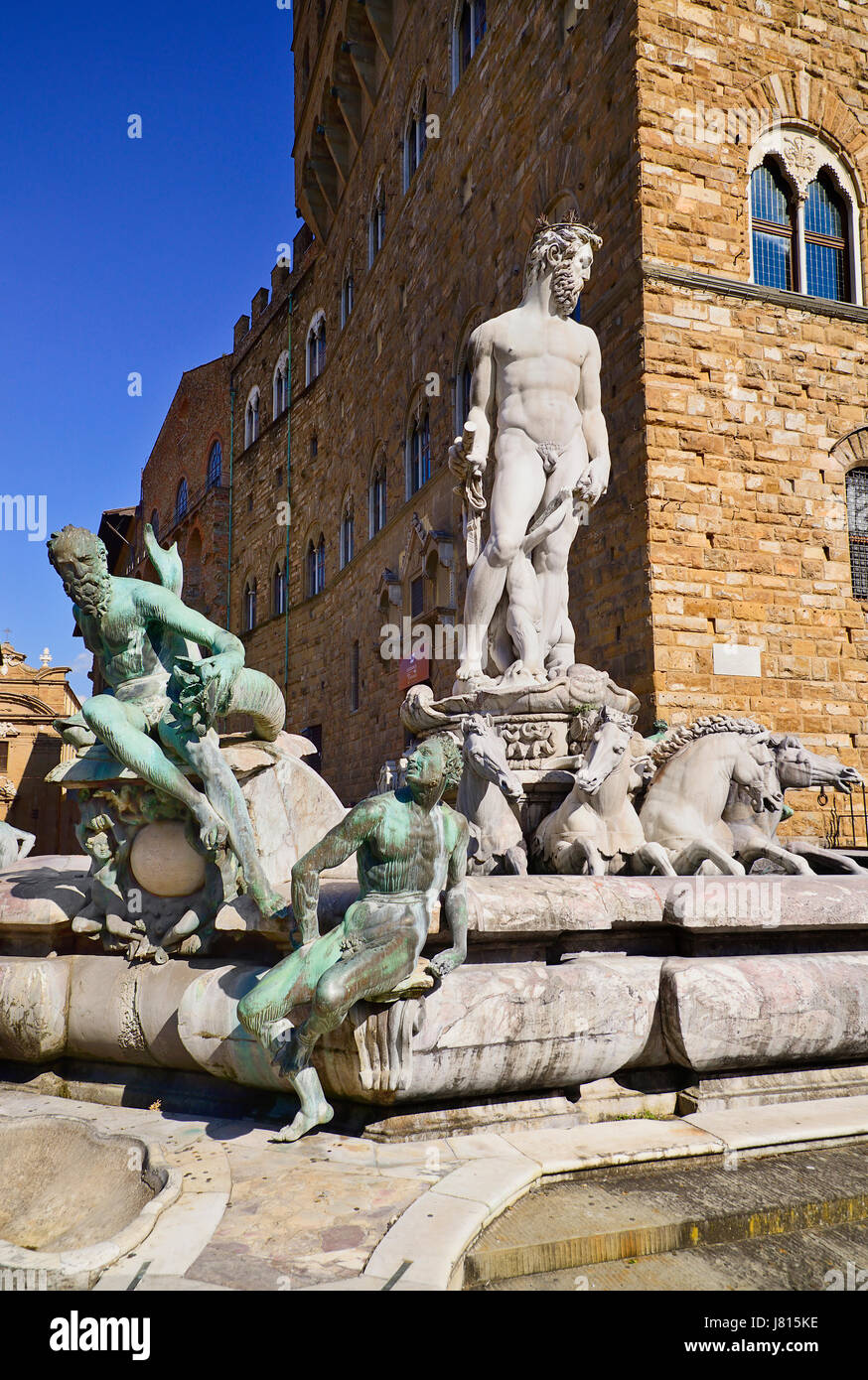 L'Italia, Toscana, Firenze, Piazza della Signoria, la Fontana di Nettuno. Foto Stock