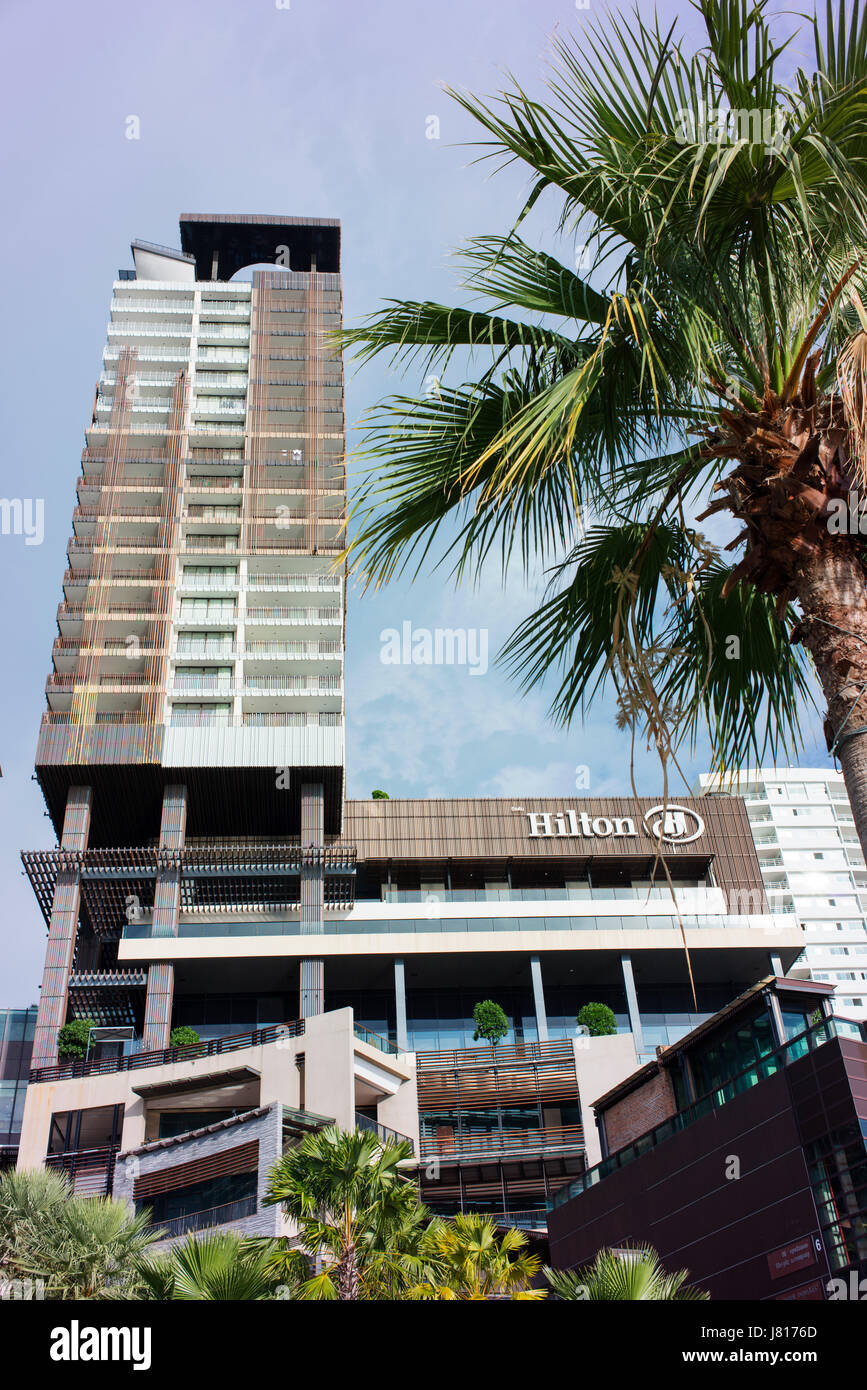 Hilton Hotel sulla spiaggia di Pattaya. Foto Stock