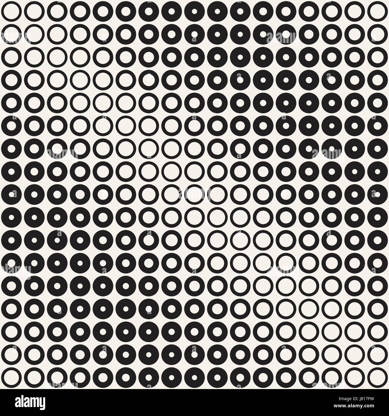 Abstract in bianco e nero del motivo suoneria sfondo. Perfetta circonferenza geometrica halftone. Elegante e moderna la texture Illustrazione Vettoriale