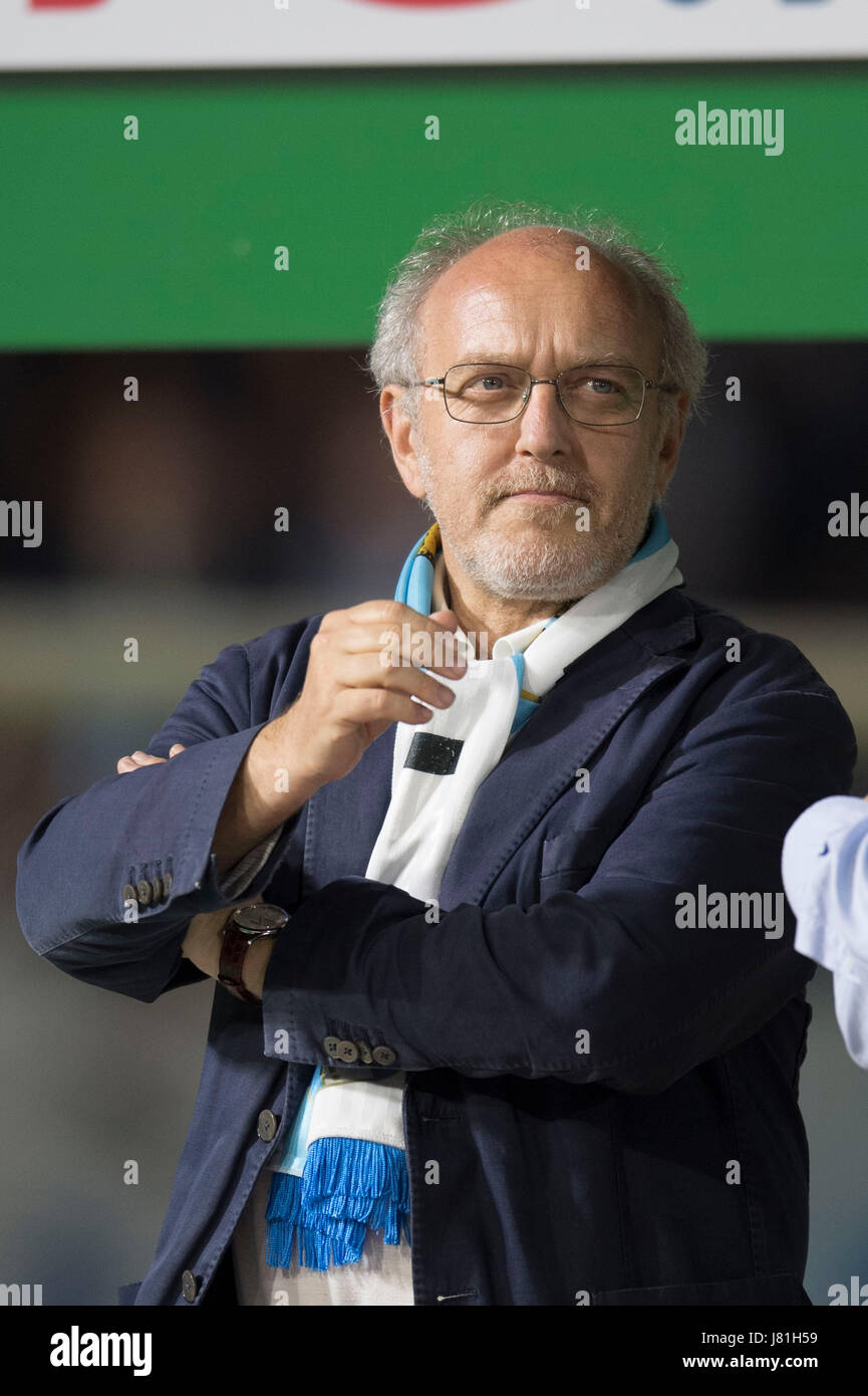 Ferrara, Italia. 18 Maggio, 2017. Tiziano Tagliani Calcetto : Tiziano Tagliani Sindaco di Ferrara, italiana dopo aver 'Serie B' match tra SPAL 2-1 FC Bari allo Stadio Paolo Mazza di Ferrara, Italia . Credito: Maurizio Borsari/AFLO/Alamy Live News Foto Stock