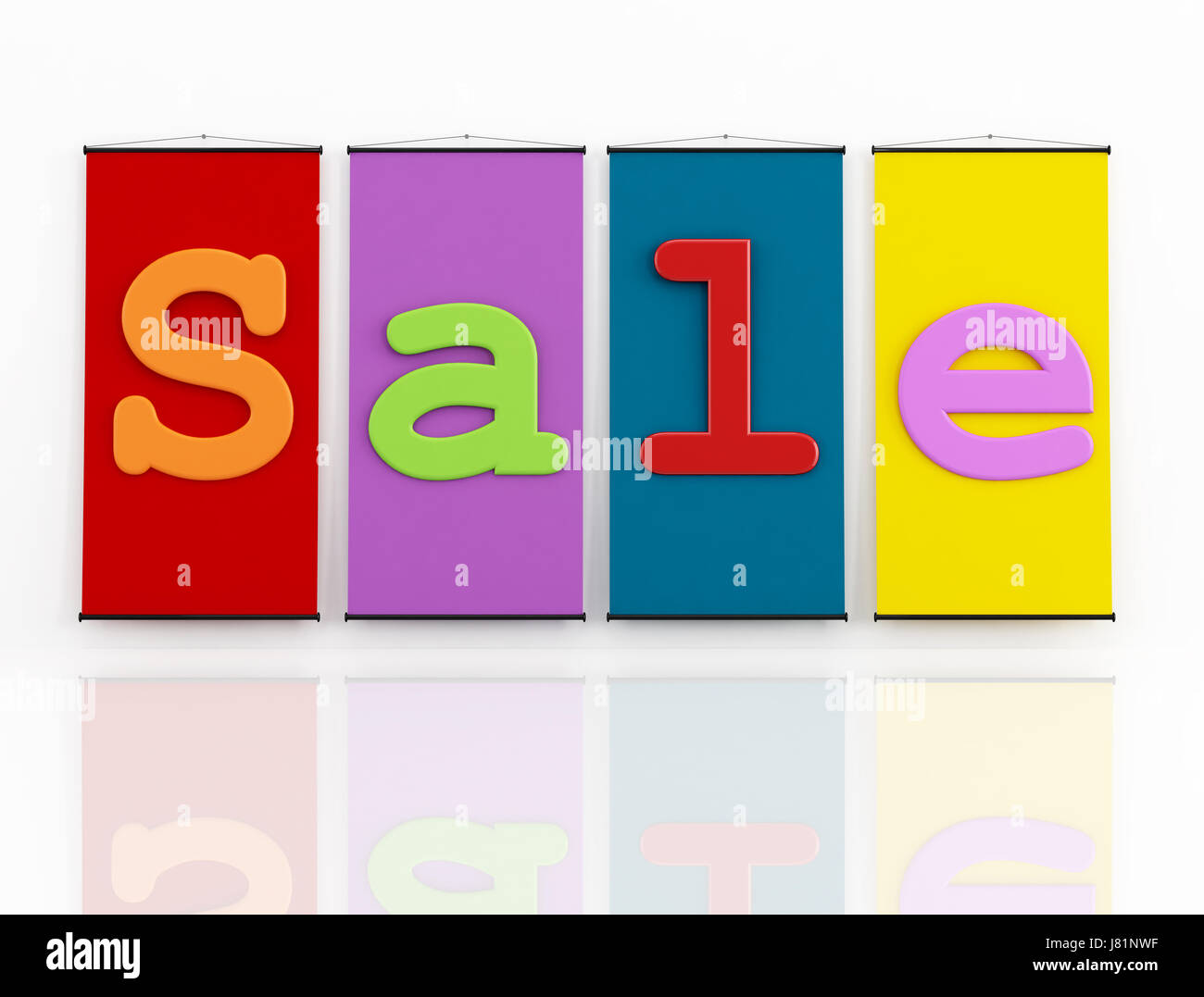 Presentazione isolata riflessione verde viola in posizione verticale business Foto Stock