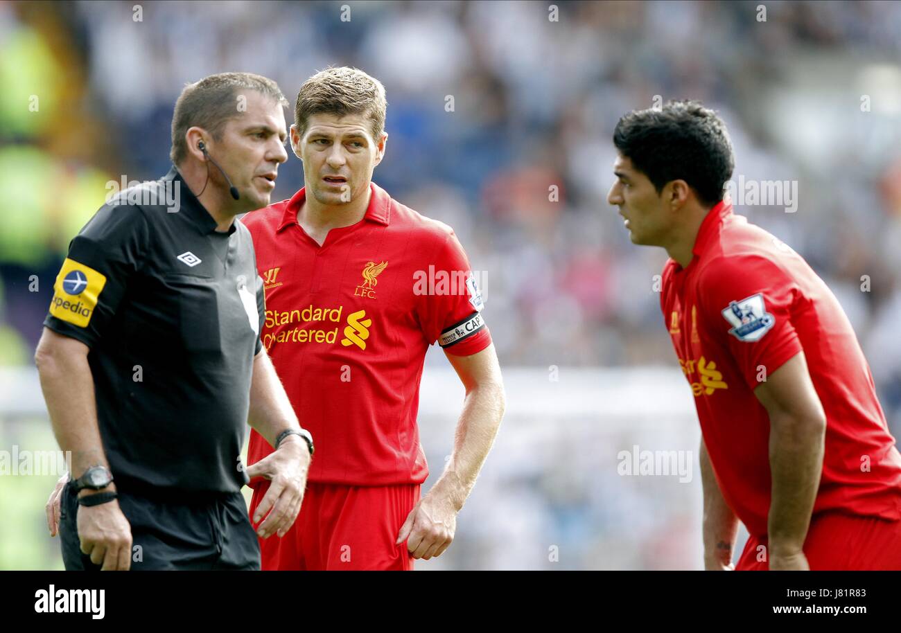 PHIL DOWD,LUIS SUAREZ , Steven Gerrard, West Bromwich Albion V LIVERPOOL, West Bromwich Albion V Liverpool FC BARCLAYS PREMIER LEAGUE, 2012 Foto Stock