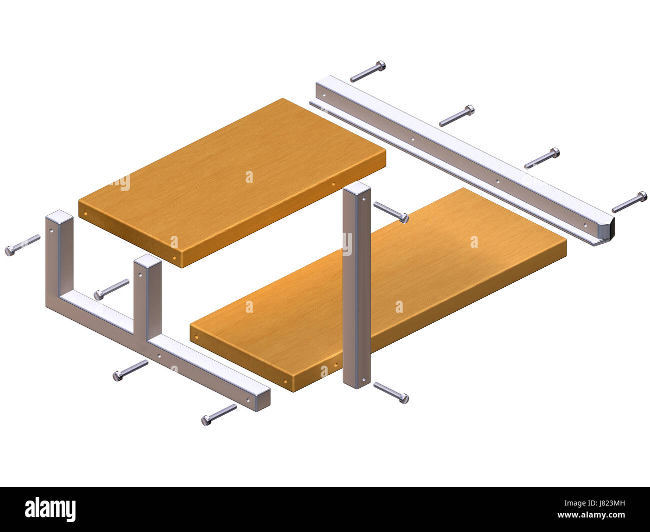 Ripiano surreale impossibile costruire isolato vite per legno illustrazione  angolari in metallo Foto stock - Alamy