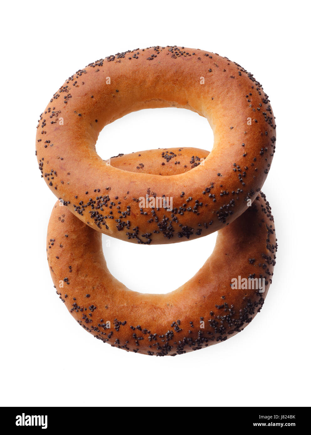 Cibo e bevande: tradizionale russo cracknels rotondo, baranki, isolato su sfondo bianco Foto Stock