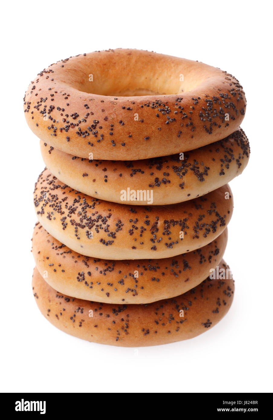 Cibo e bevande: tradizionale russo cracknels rotondo, baranki, isolato su sfondo bianco Foto Stock