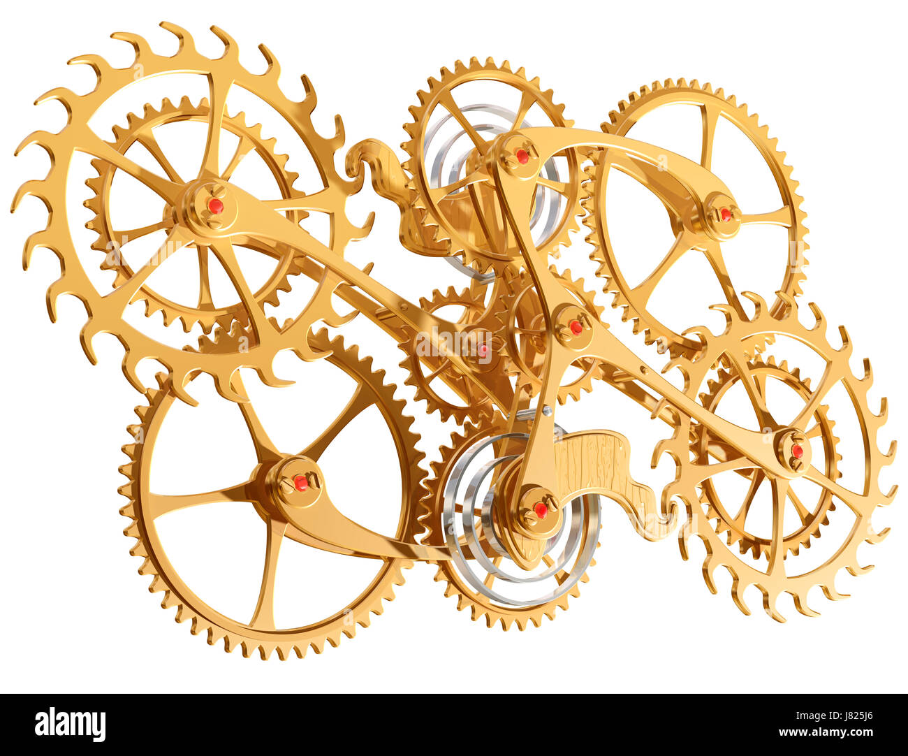 Ingranaggio di ingegneria di orologeria meccanica di precisione il mandrino ruota di moto cog Foto Stock