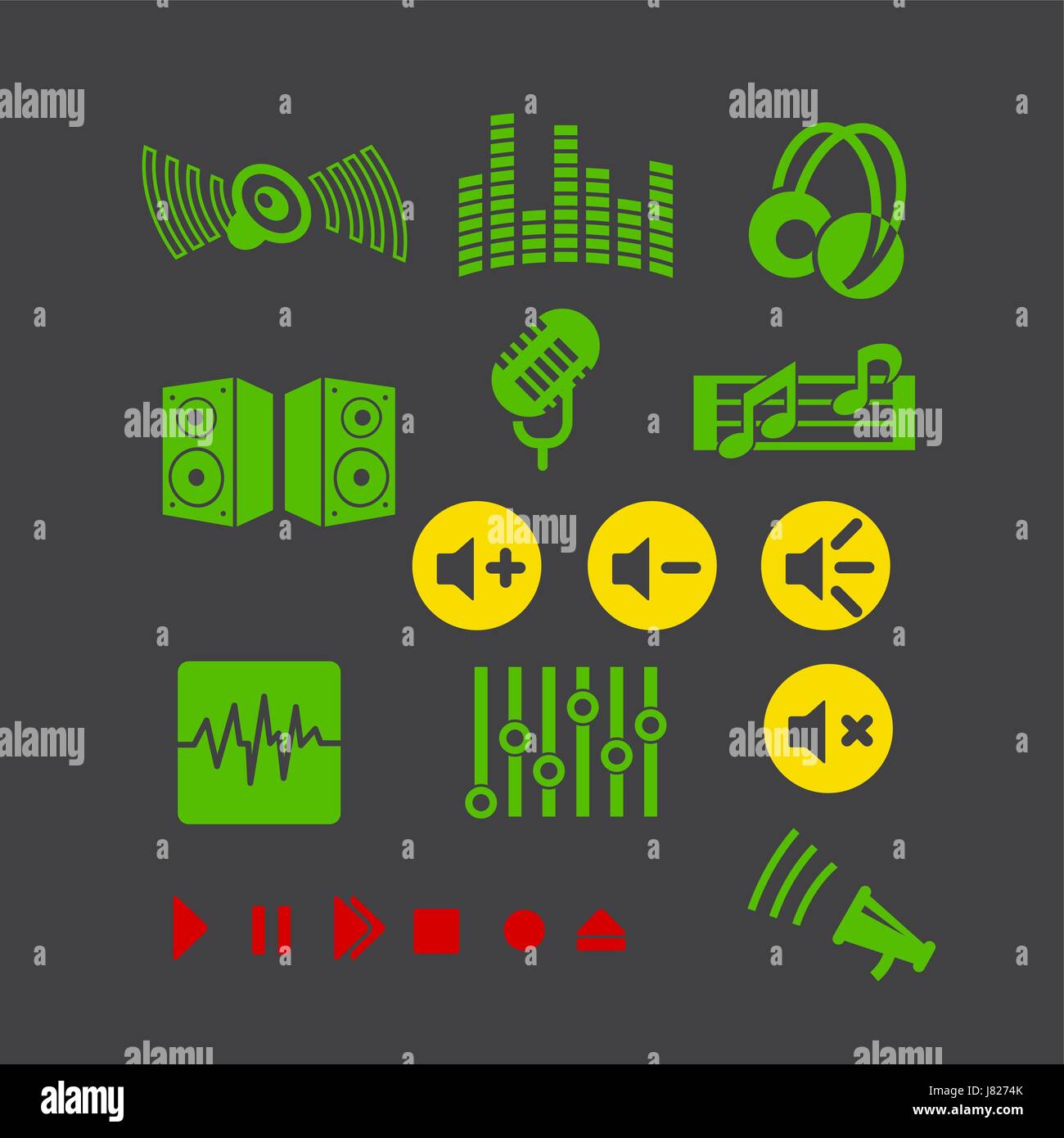 Lettore multimediale vector icon set per il web design , di internet e di telefonia mobile Illustrazione Vettoriale