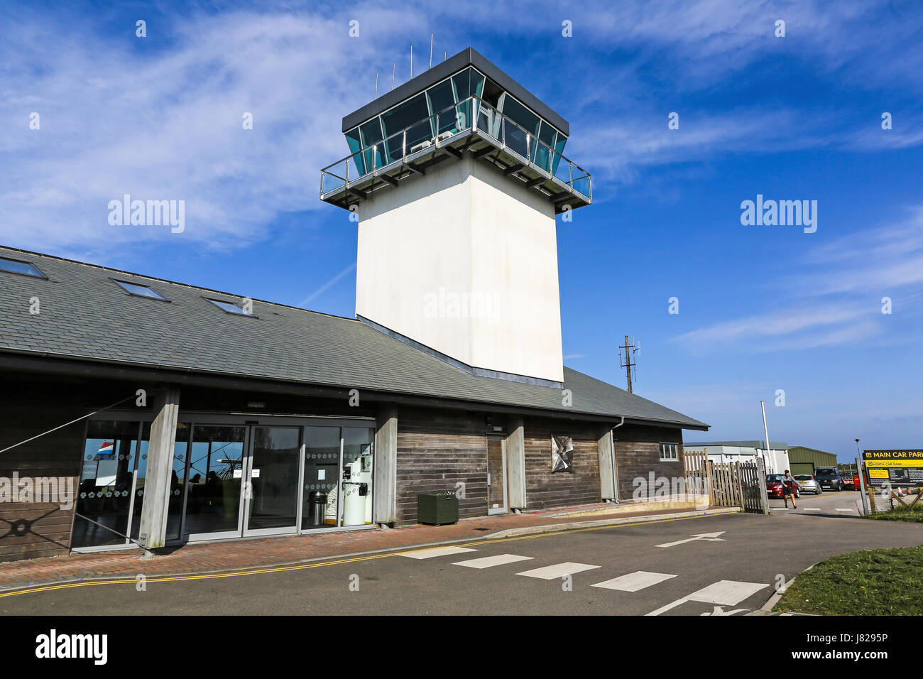 La torre di controllo al Land's End, Aeroporto San Giusto, Cornwall, Inghilterra Foto Stock