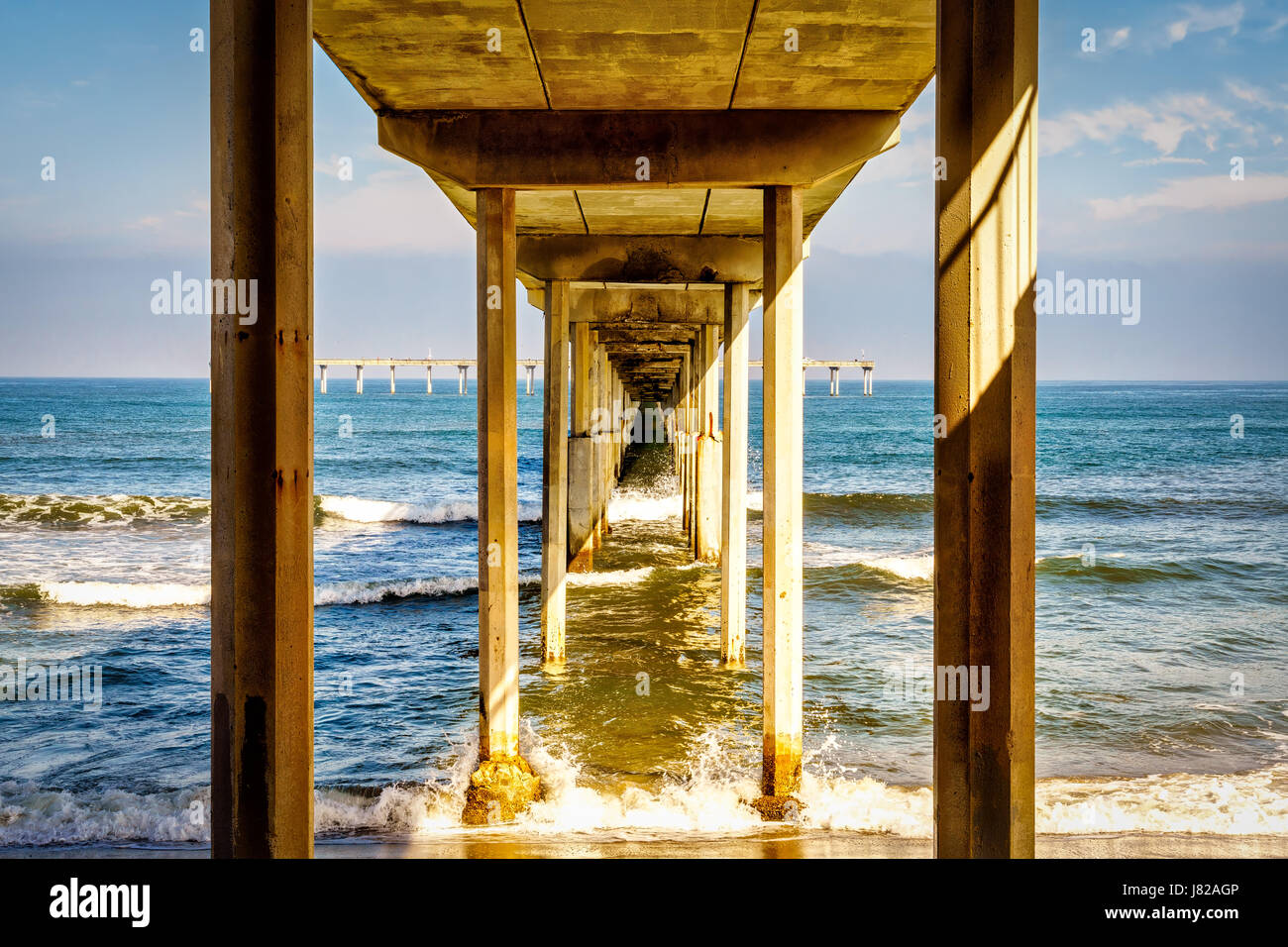 Il fondo dell'Oceano Beach pier vicino a San Diego, California. Foto Stock