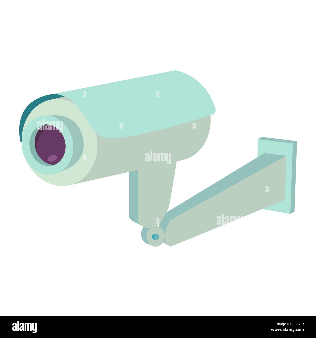Sorveglianza video videocamera di sicurezza piatto isolato icona illustrazione vettoriale Illustrazione Vettoriale