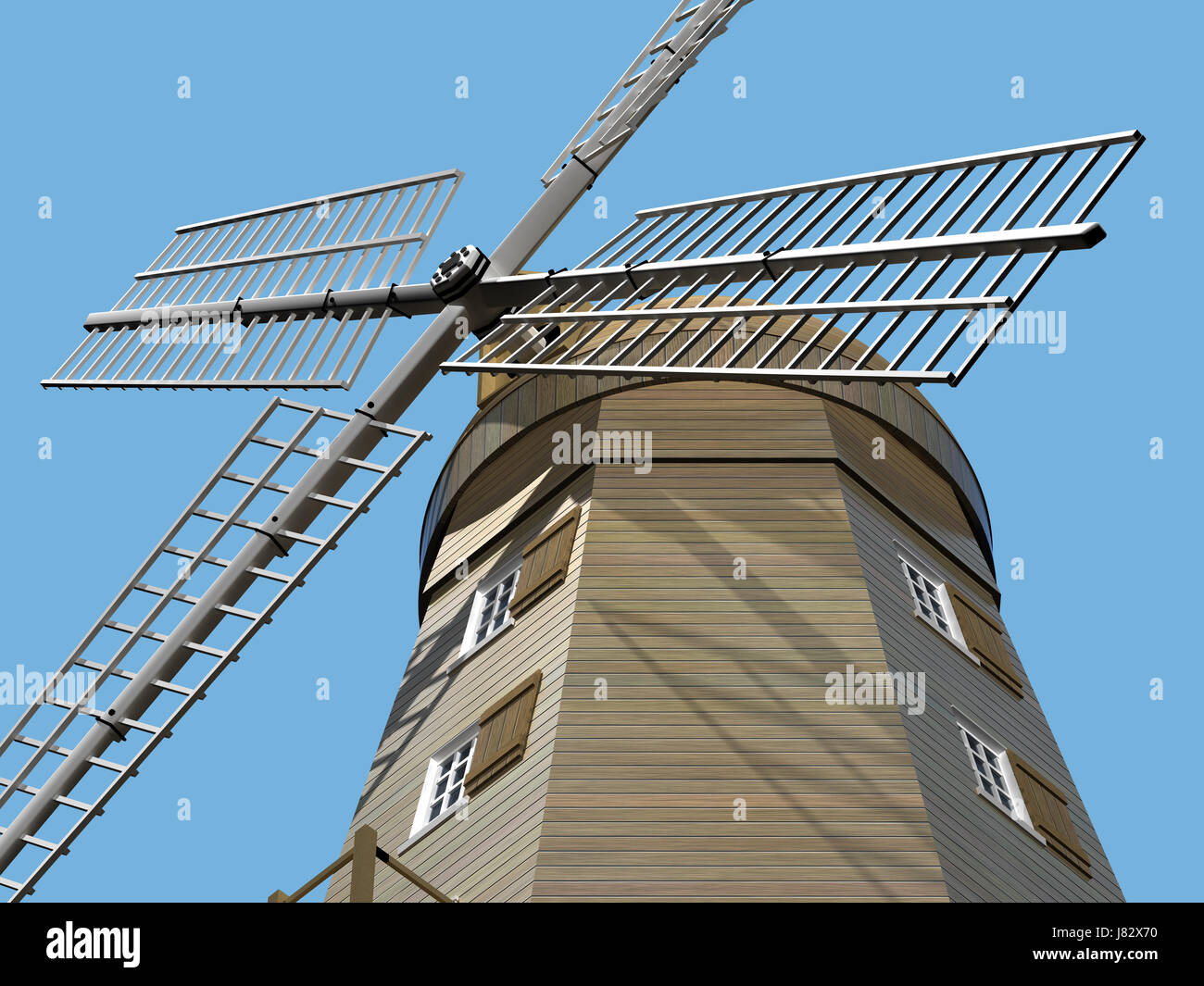 L'energia elettrica di alimentazione di energia elettrica a turbina di mulino a vento clima industria eolica Foto Stock