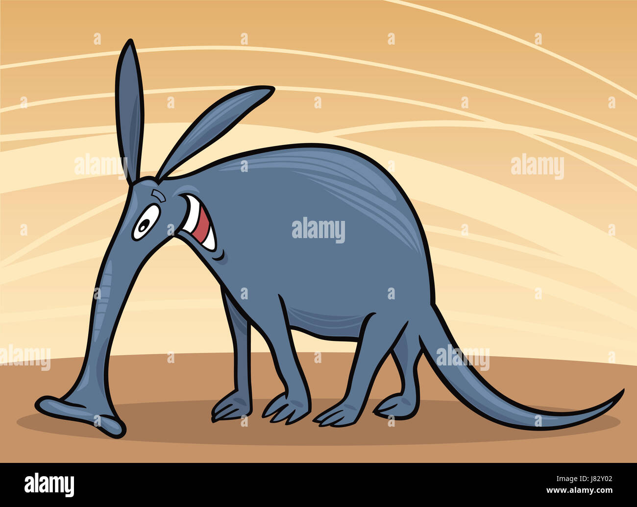 Fumetto selvaggio animale illustrazione creatura funny cartoon aardvark ridere risate Foto Stock