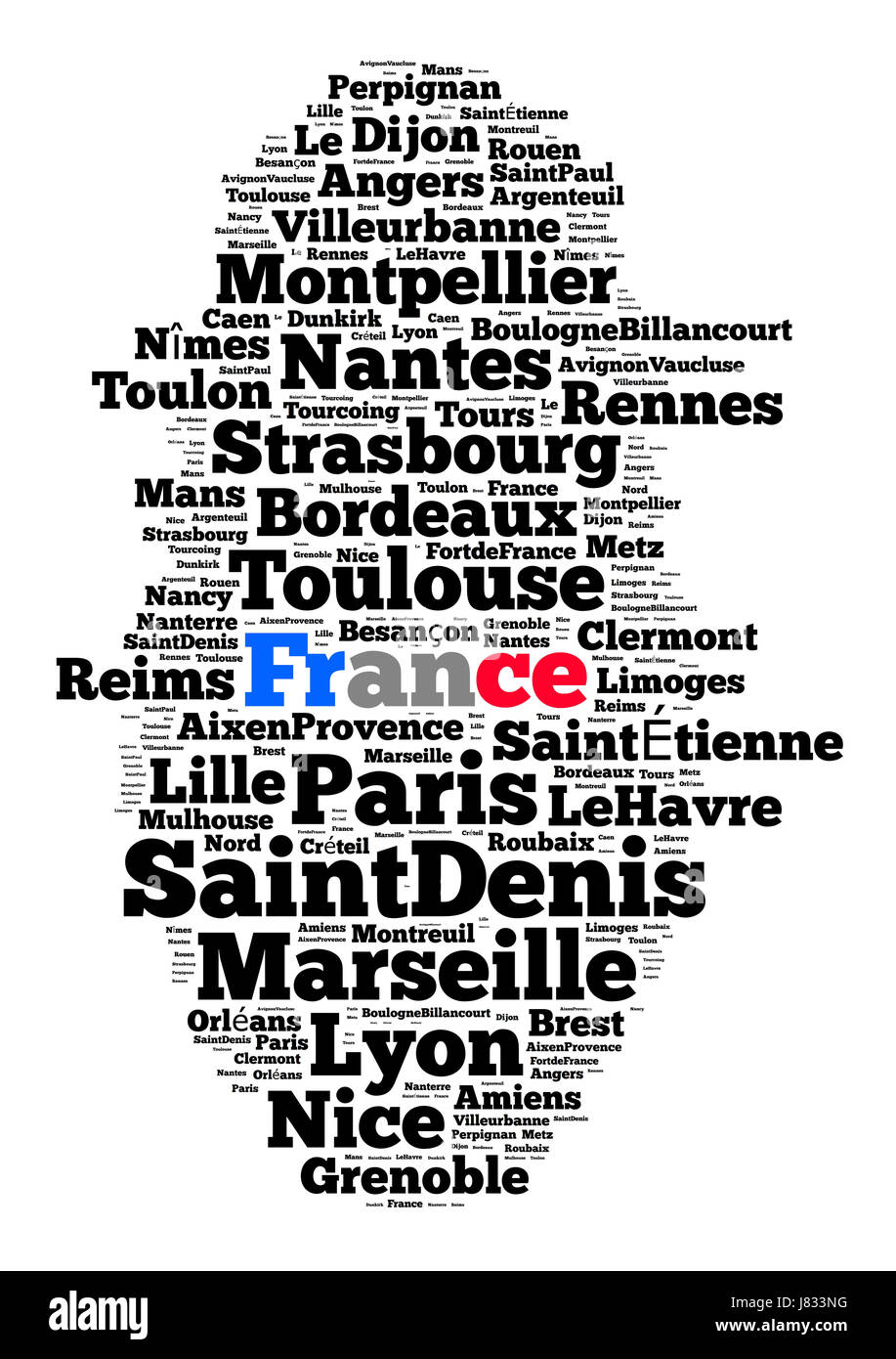 Località in Francia parola concetto di cloud Foto Stock