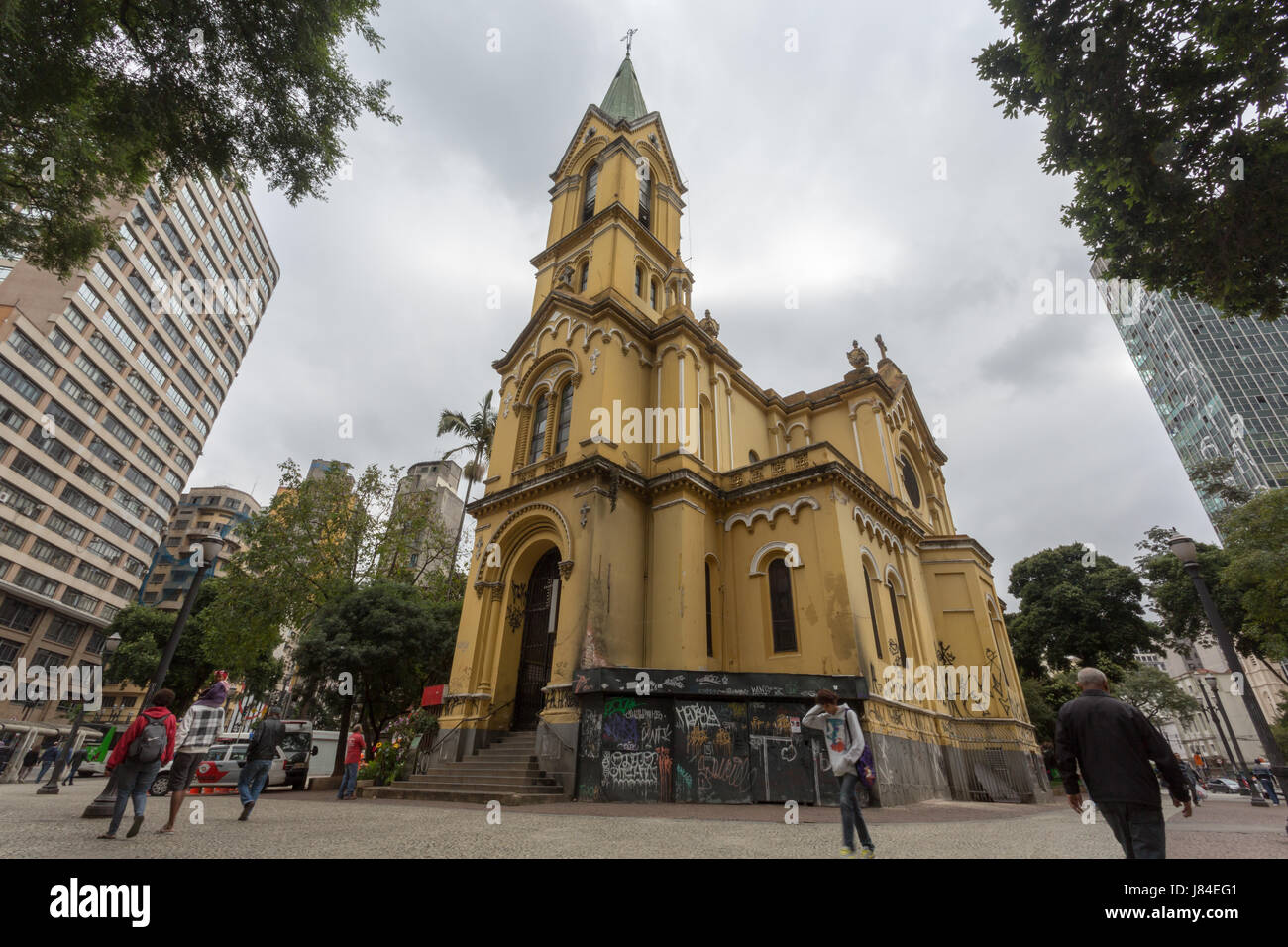 Igreja Nossa Senhora do Rosario dos Homens Pretos, Largo do Paissandu, Sao Paulo, Brasile Foto Stock