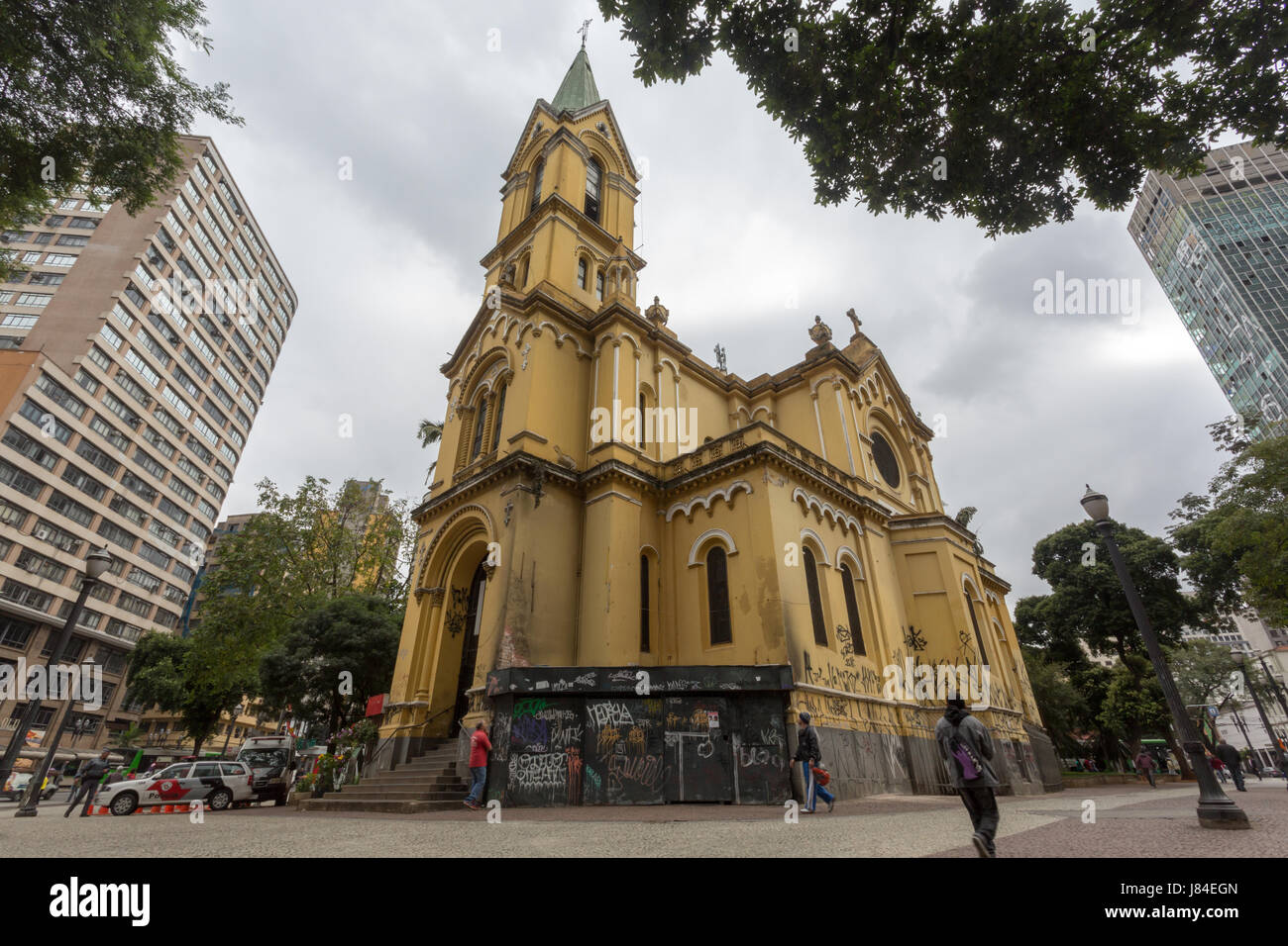 Igreja Nossa Senhora do Rosario dos Homens Pretos, Largo do Paissandu, Sao Paulo, Brasile Foto Stock