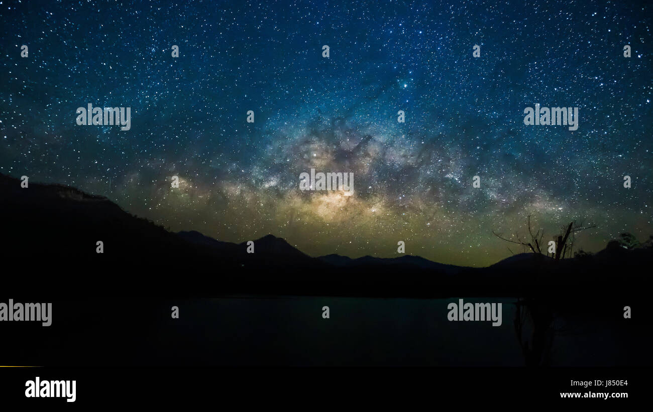 Via Lattea e cielo stellato sfondo. Foto Stock