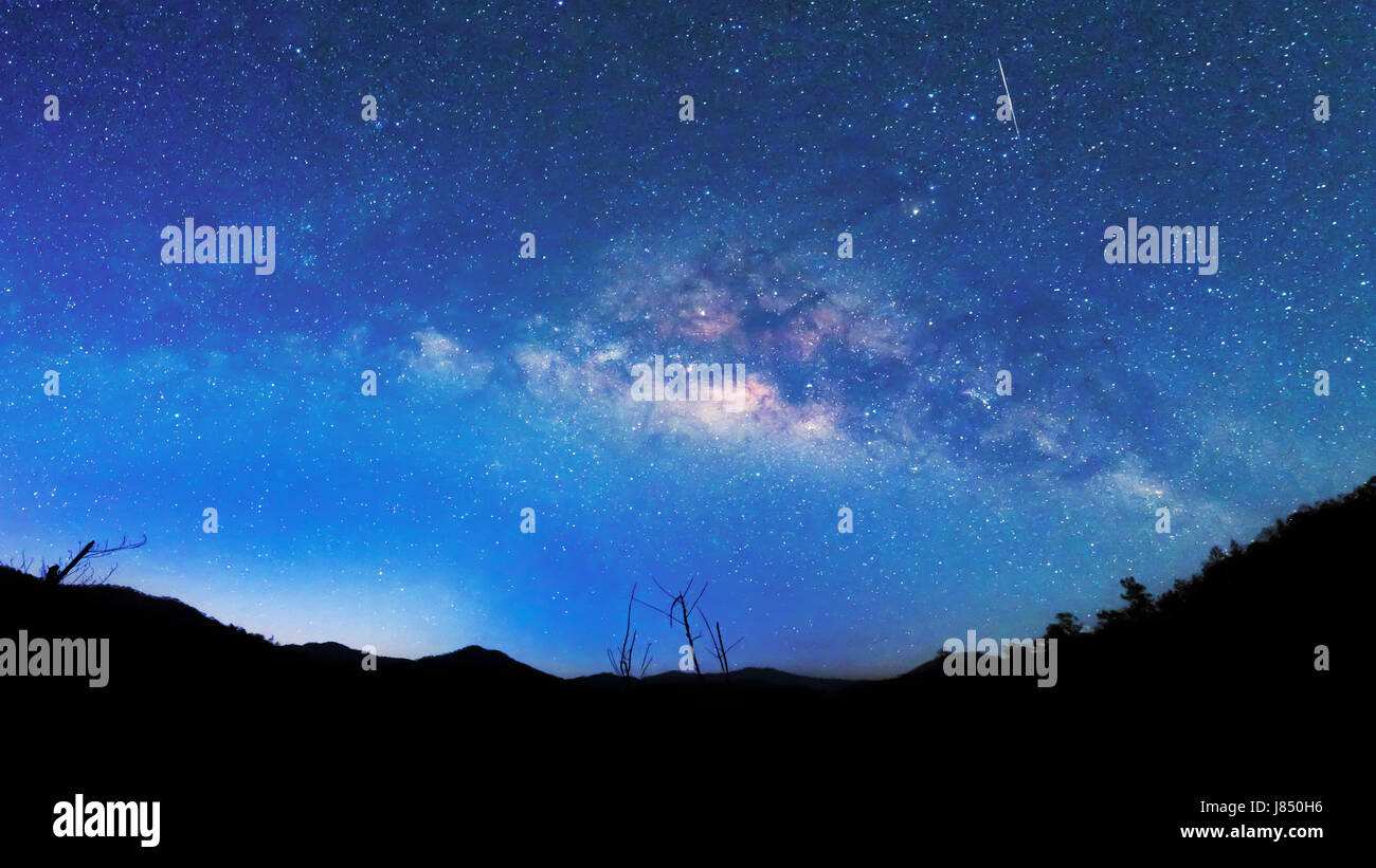 Via Lattea e cielo stellato sfondo. Foto Stock
