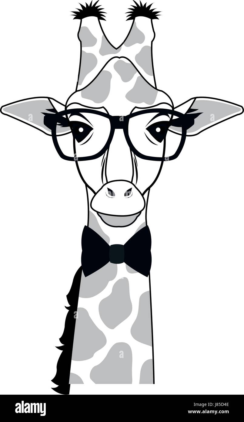 La giraffa hipster animale con gli occhiali di moda Illustrazione Vettoriale