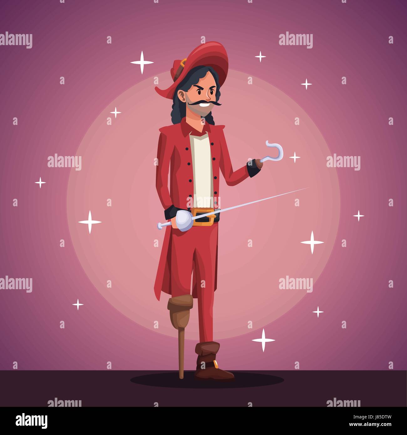 Pirate costume uomo party in spotlight con sfondo luminoso Illustrazione Vettoriale