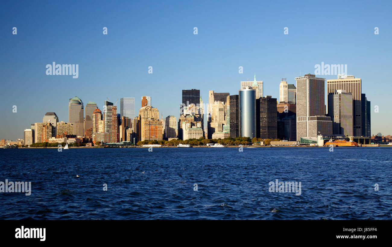 Stati Uniti d'America new york città blu metropoli città usa cartolina firmamento cielo scenario Foto Stock