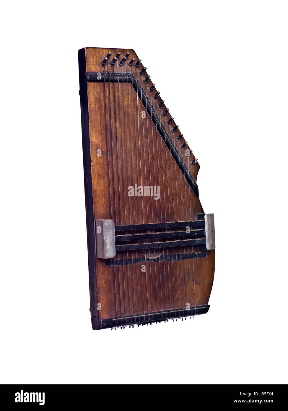 Musica strumenti musicali antichi di legno di grazia vintage string packthreads usurato Foto Stock