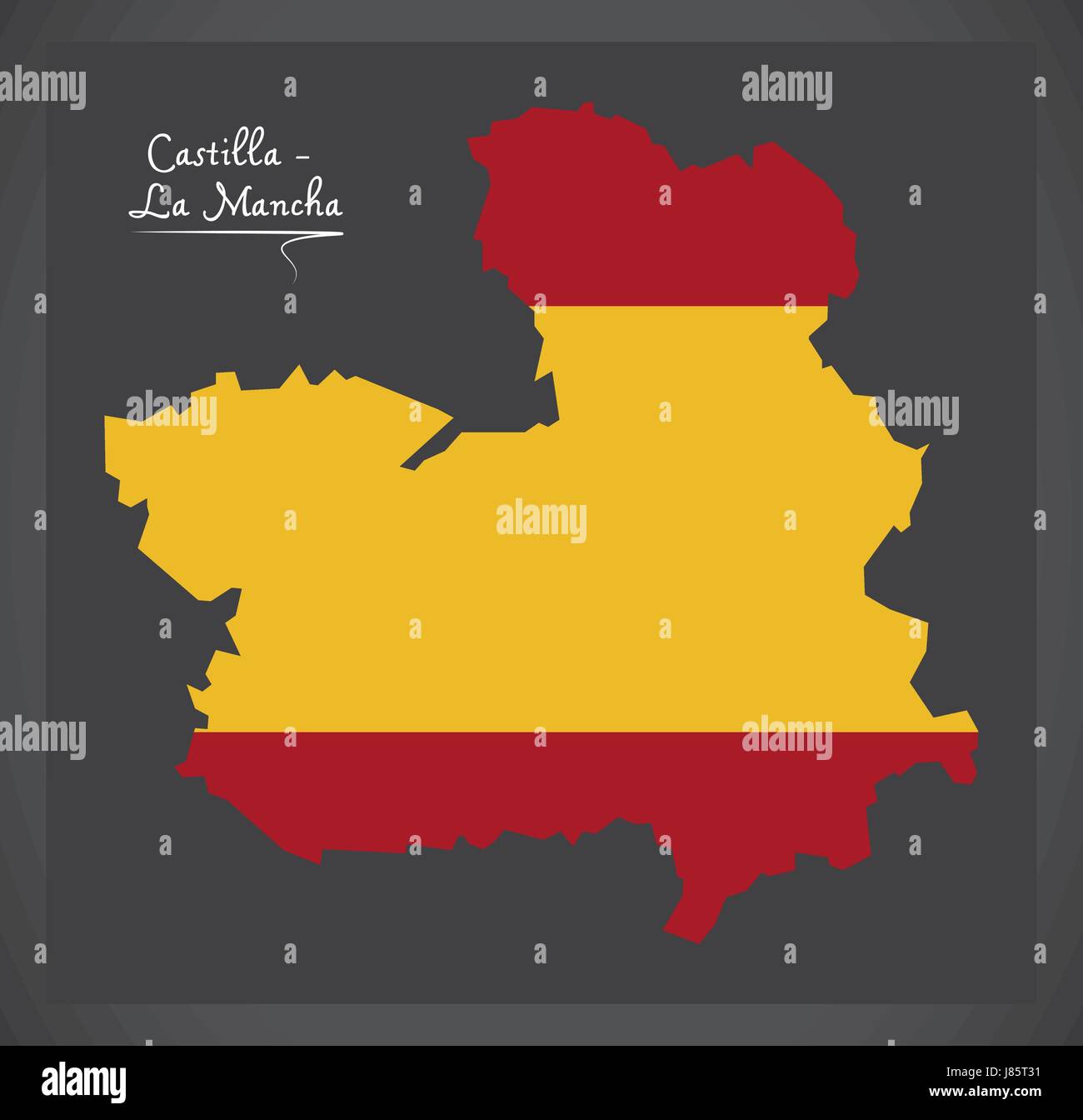 Castilla - La Mancha mappa con lo spagnolo bandiera nazionale illustrazione Illustrazione Vettoriale