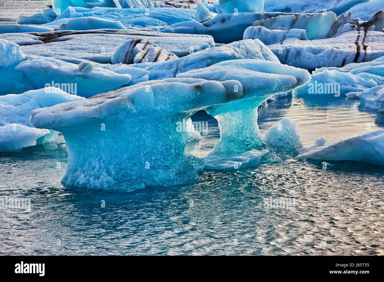 Laguna glaciale, Jökulsárlón, Austurland, Isola Foto Stock