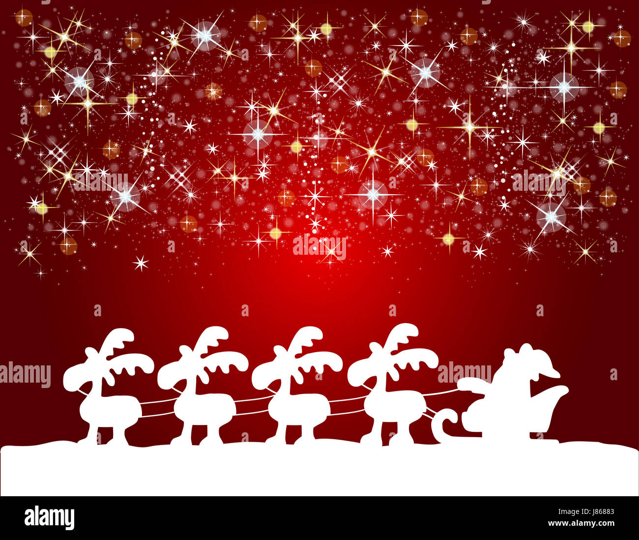 Babbo Natale, illustrazione, Nicholas, slitta, stelle, gli asterischi, renne, Foto Stock
