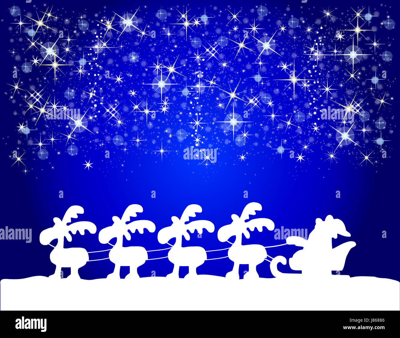 Babbo Natale, illustrazione, Nicholas, slitta, stelle, gli asterischi, renne, Foto Stock