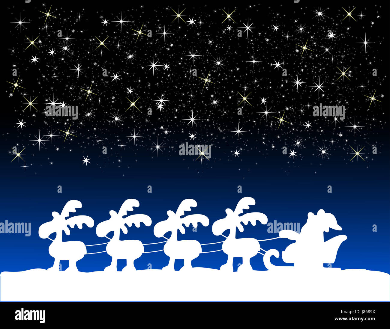 Babbo Natale, illustrazione, Nicholas, slitta, stelle, gli asterischi, renne, Foto Stock