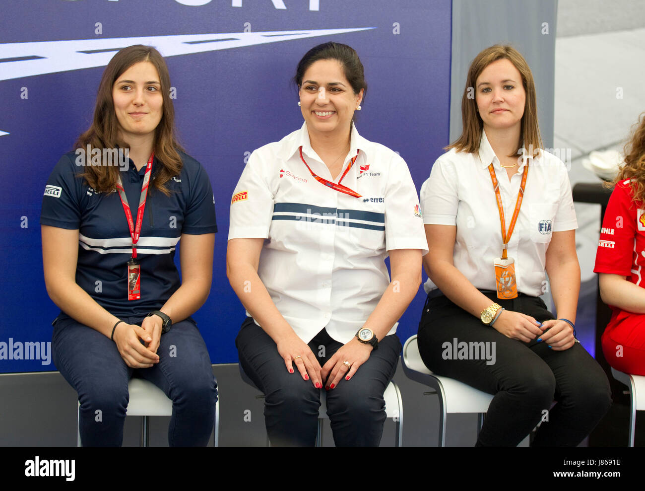 Il Principato di Monaco e Monte Carlo - 27 Maggio 2017: la FIA Formula One World Championship, Monaco Grand Prix F1,le donne nel Motorsport Programma con Monisha Kaltenborn e Tatiana Calderon e Chloe Targett-Adams | Utilizzo di tutto il mondo Foto Stock