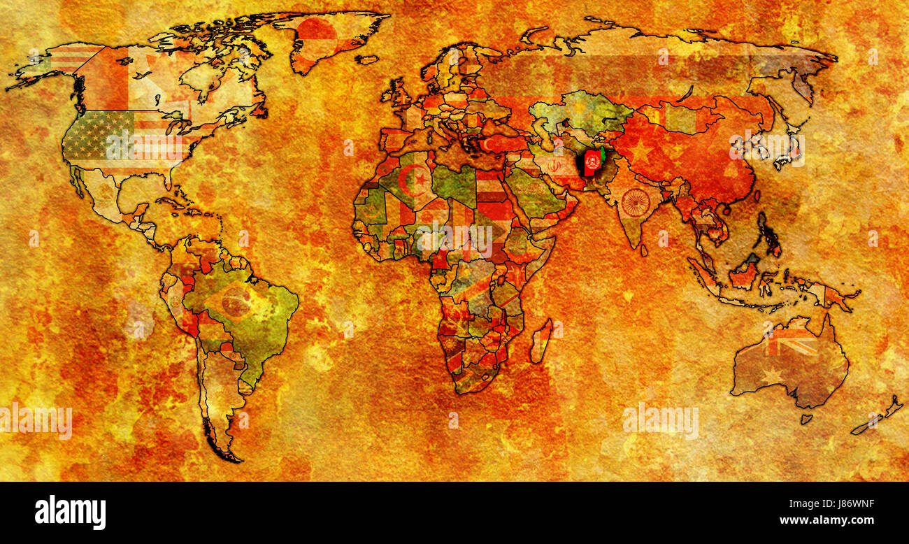 Politico, colore, Asia, Africa, Europa, parete, america, bandiera, ruggine e vernice, Foto Stock