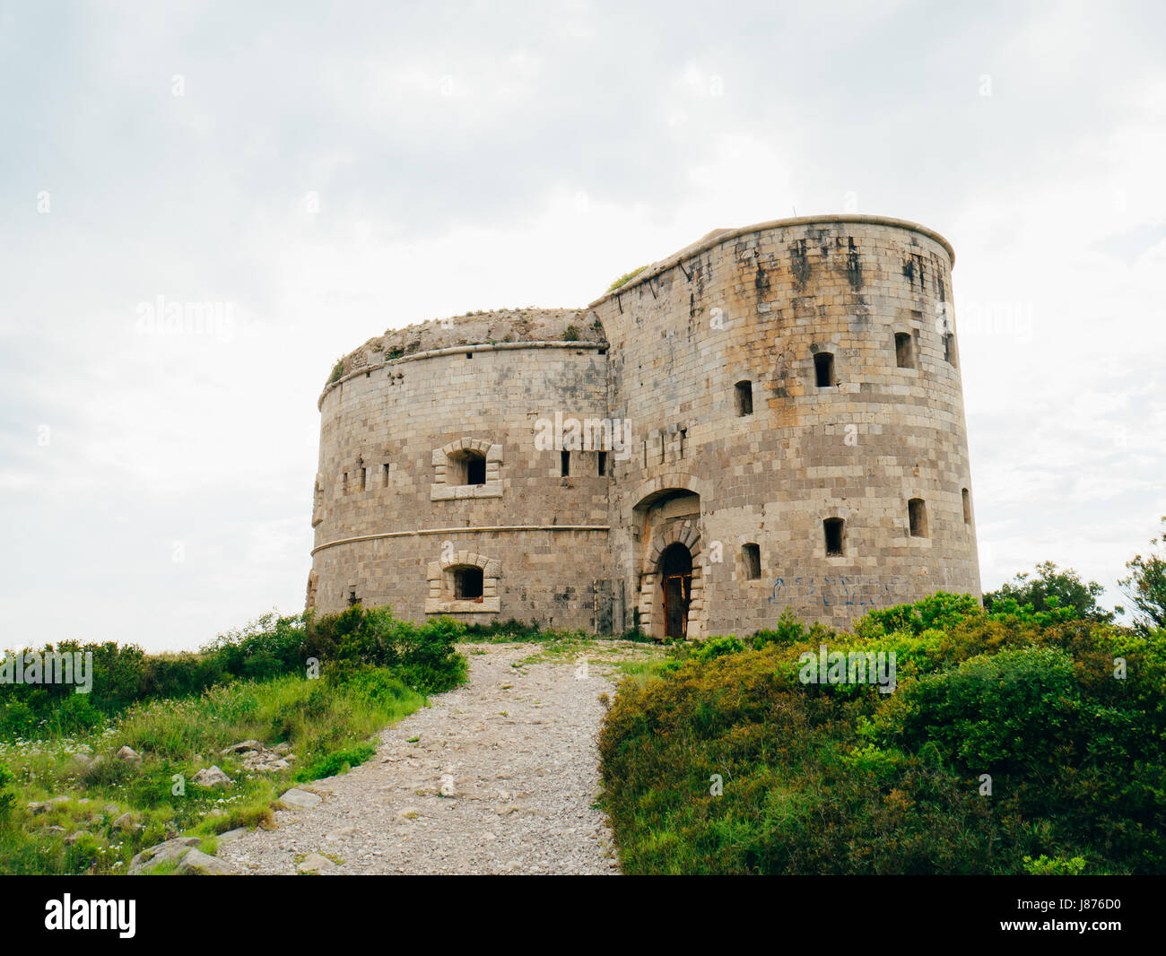 Fort Arza in Montenegro, nei pressi dell'isola di Mamula nel mare Adriatico. Foto Stock