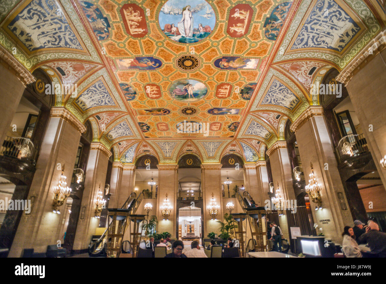 Interno di Palmer House Hotel Lobby Chicago STATI UNITI D'AMERICA Foto Stock
