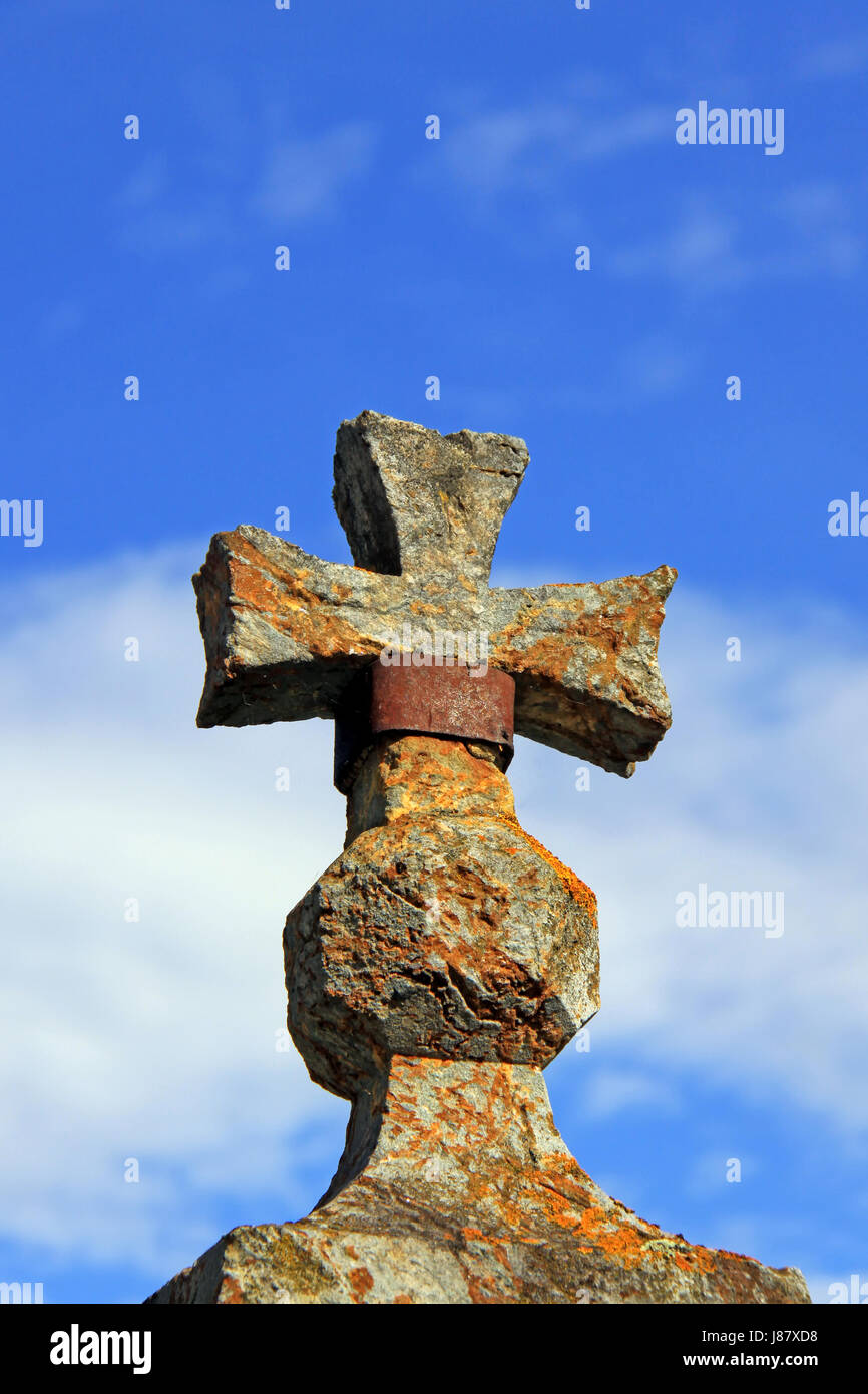 Memorial, pietra, cielo, paradise, croce, ferro, tomba, inghiaiate, monumento, Foto Stock