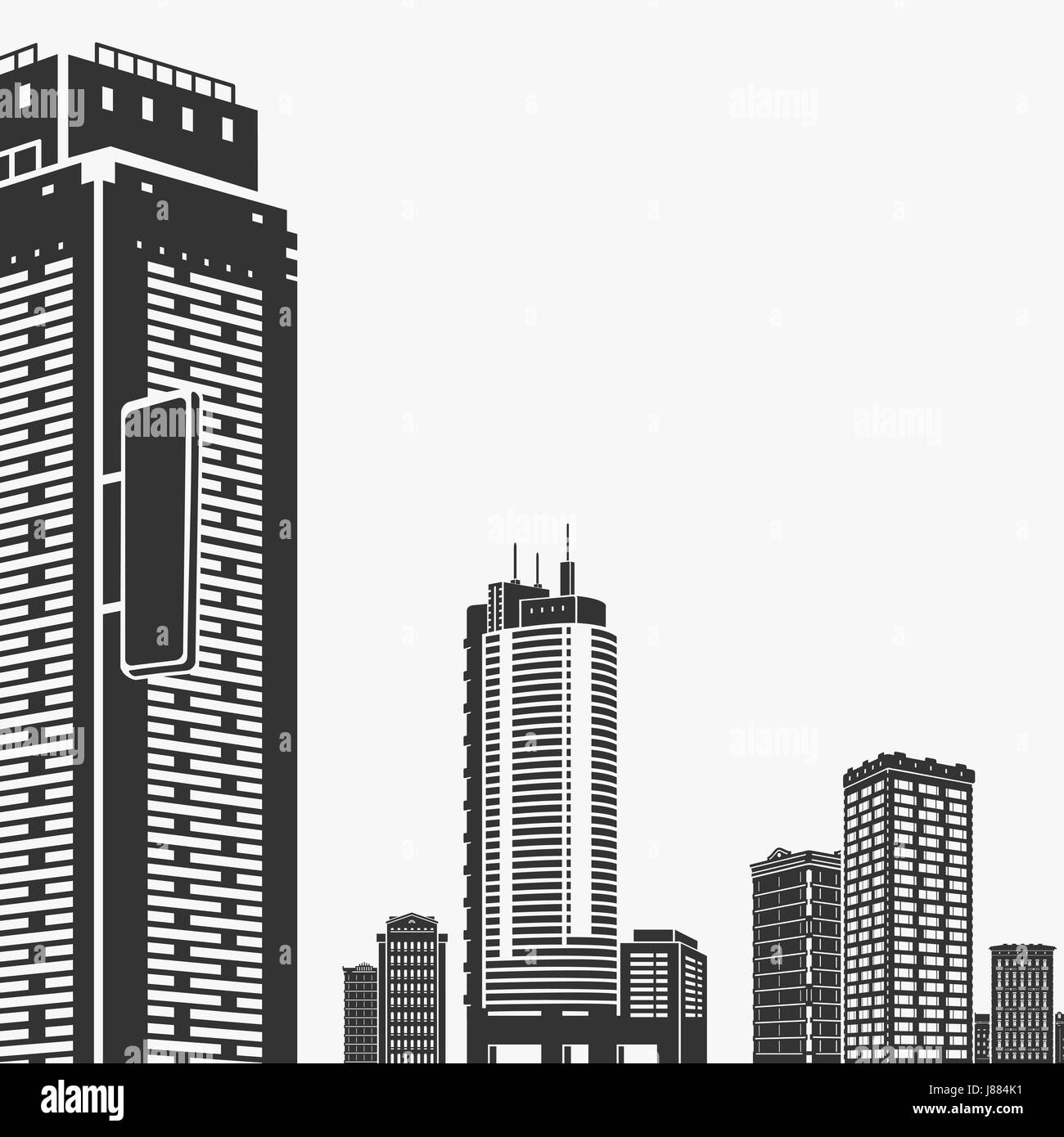 La costruzione di grattacieli e Silhouette Illustrazione Vettoriale