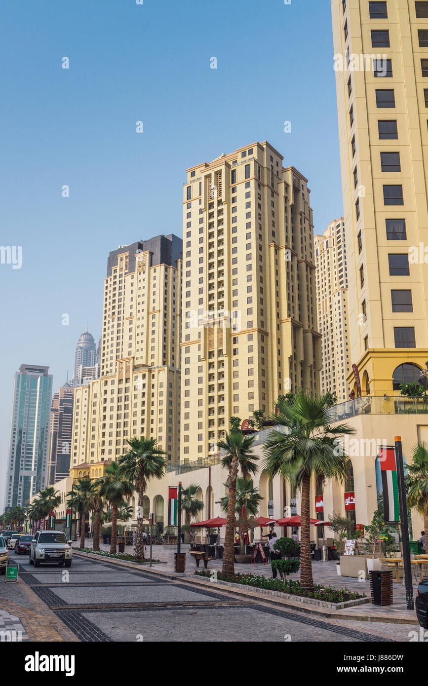 Jumeirah Beach Residence boardwalk in Dubai Emirati Arabi Uniti Foto Stock