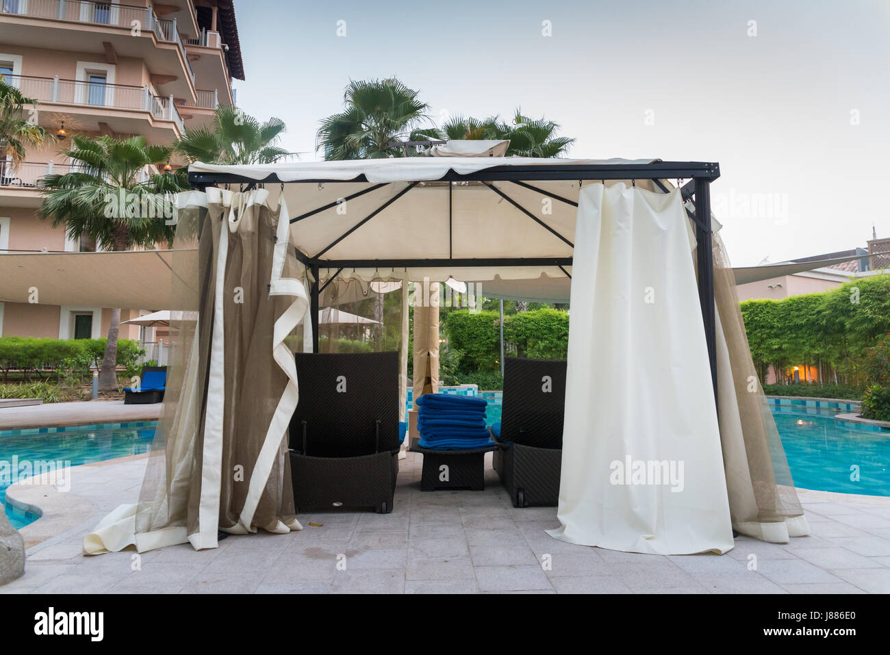 Piscina privata baita in Dubai Emirati Arabi Uniti Foto Stock