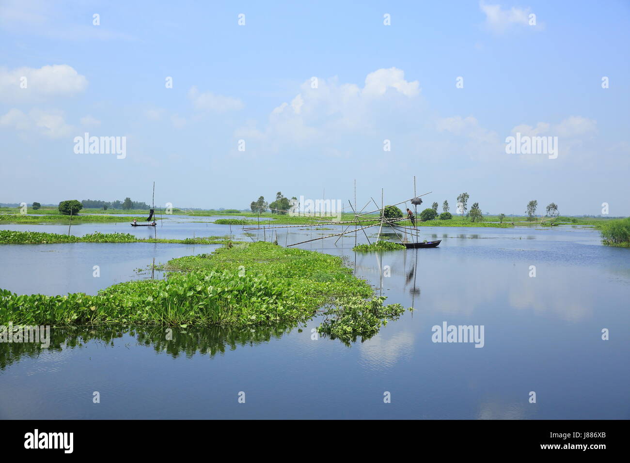 Vista l'Arial Beel, un grande corpo di acqua di 136 chilometri quadrati, situato a sud di Dhaka in tra Padma e Dhaleshwari fiume. Sreenagar, Munshi Foto Stock