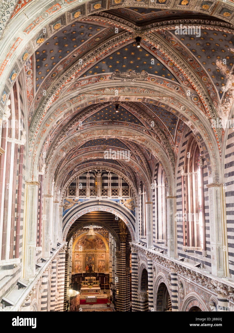 Duomo di Siena navata principale top decorazioni dettaglio Foto Stock