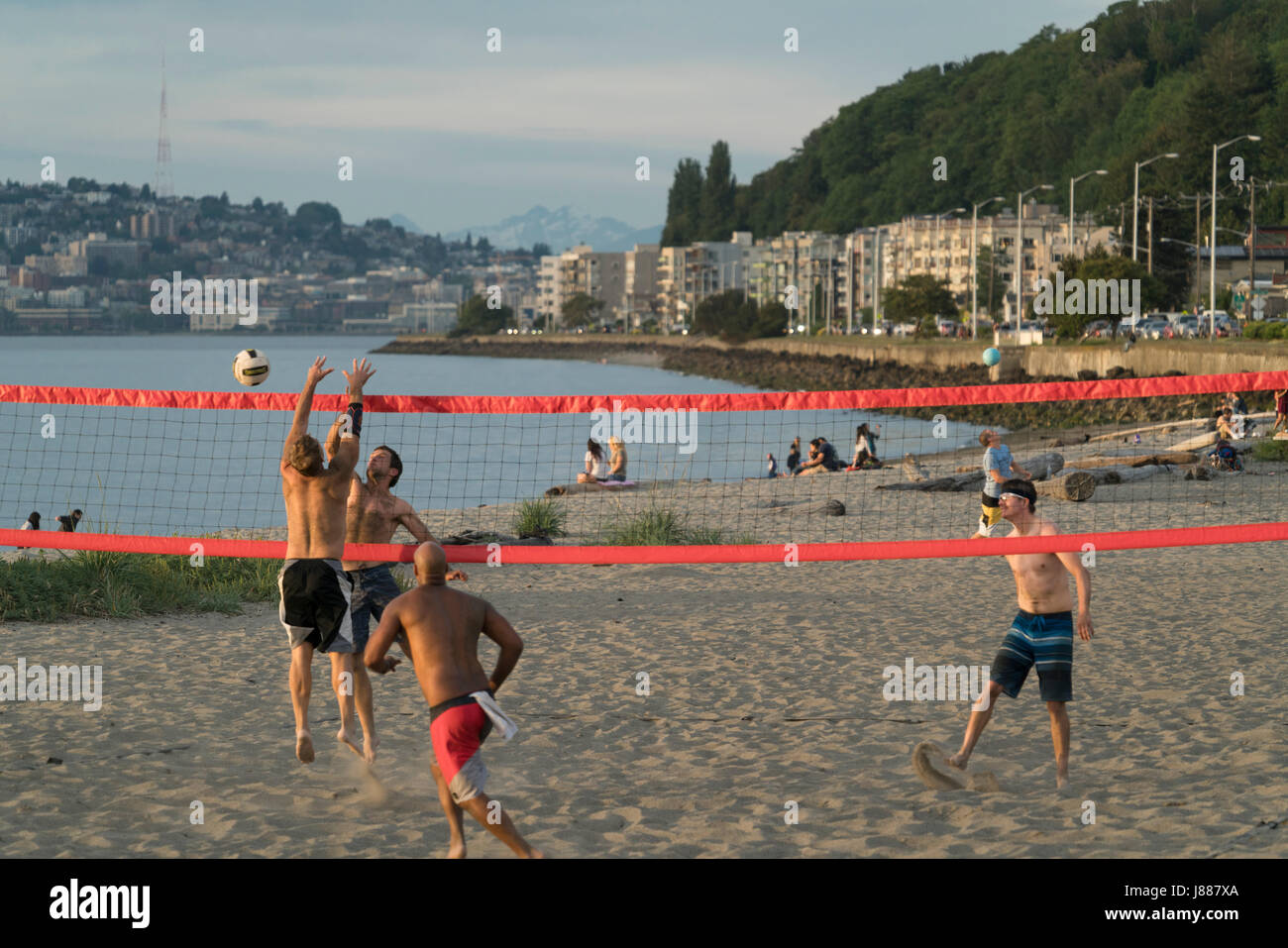 Stati Uniti, Washington, Alki Beach volley Foto Stock