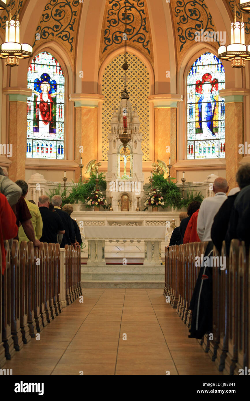 Una massa in corso presso la Nostra Signora Stella del mare Chiesa, Cape May, New Jersey, STATI UNITI D'AMERICA Foto Stock