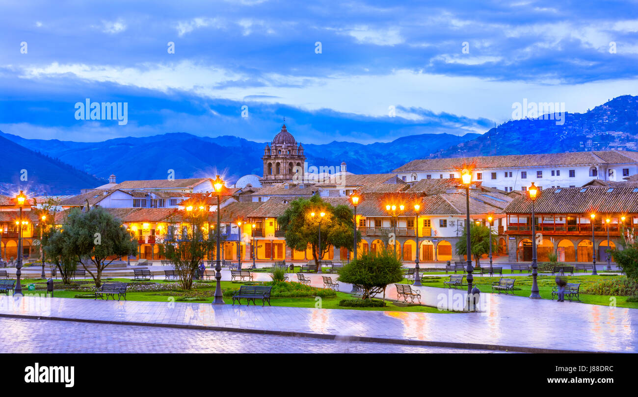 Plaza de Armas, Cusco Peru - la mattina presto Foto Stock