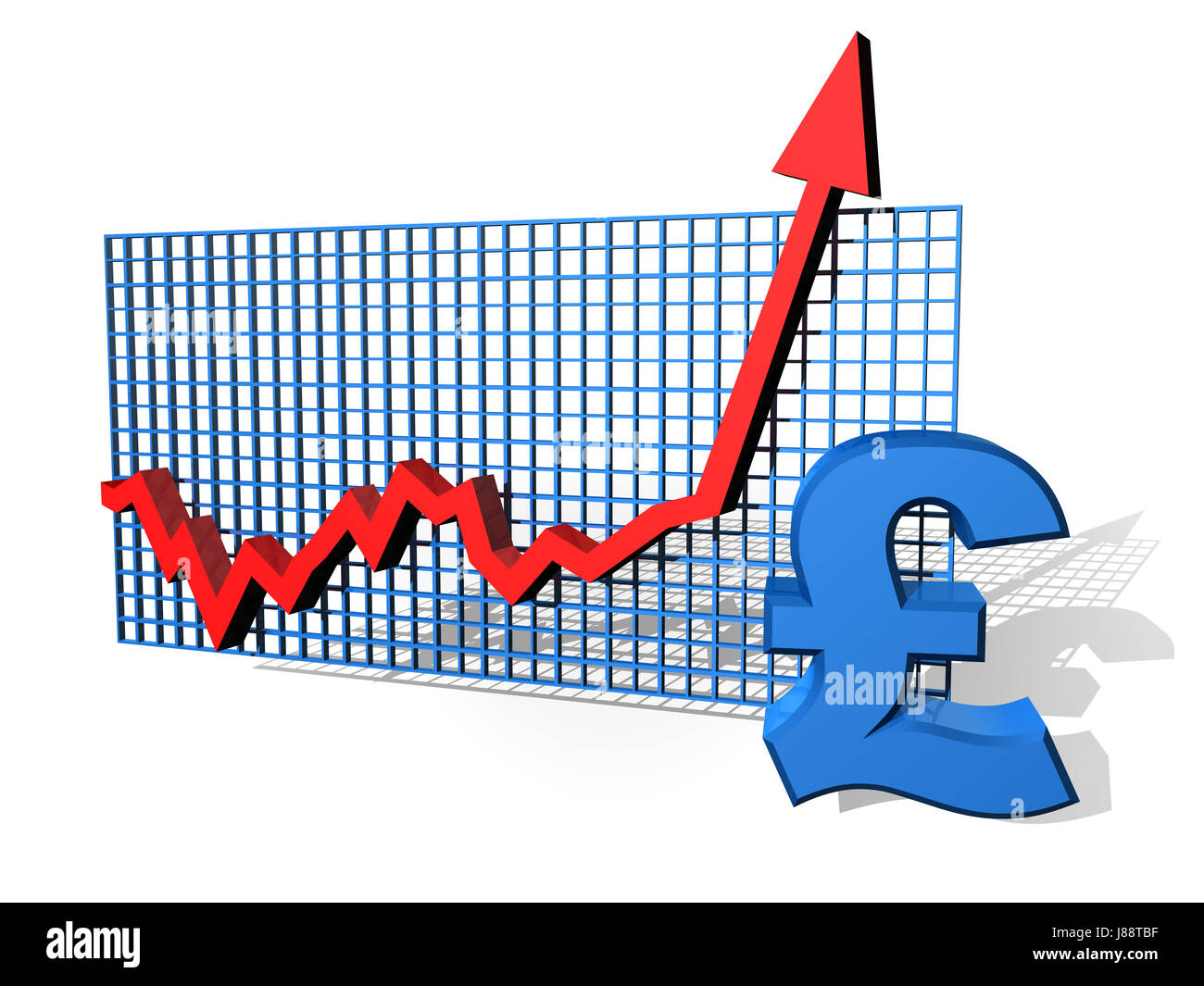La valuta britannica, risparmi, grafico, denaro, sterlina, verso l'alto, successo, Foto Stock