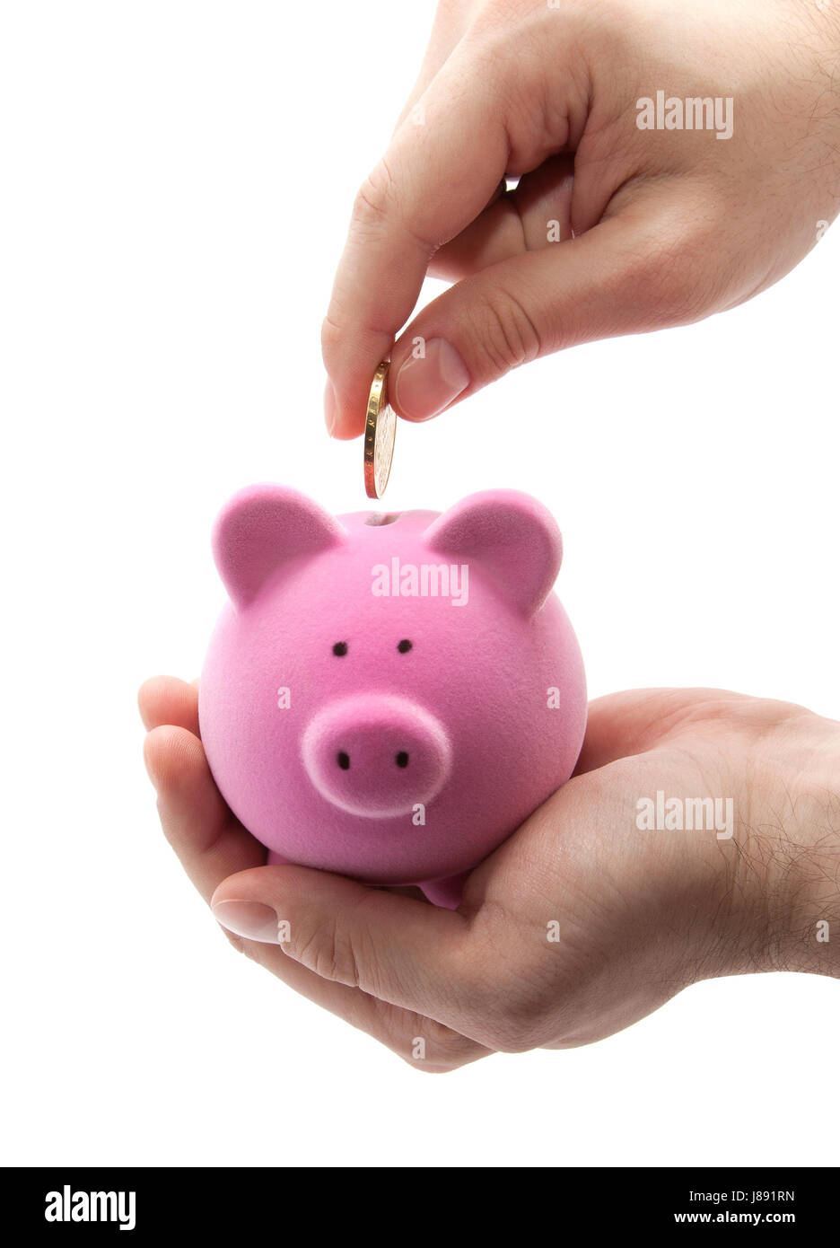 Banca, istituto di credito, mano, economico, isolato, Coin, salvare, giocattolo, Foto Stock