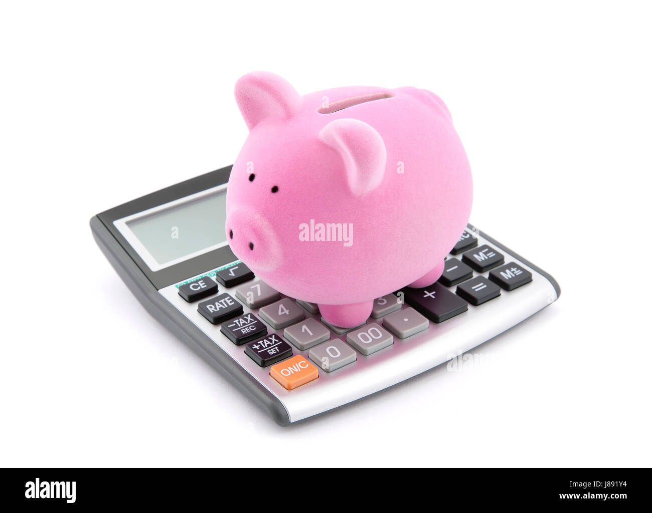 Banca, istituto di credito, economico, isolato, calcolatrice, salvare, budget, giocattolo, Foto Stock